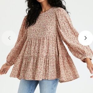 American Eagle Outfitters Pink Floral Blouse